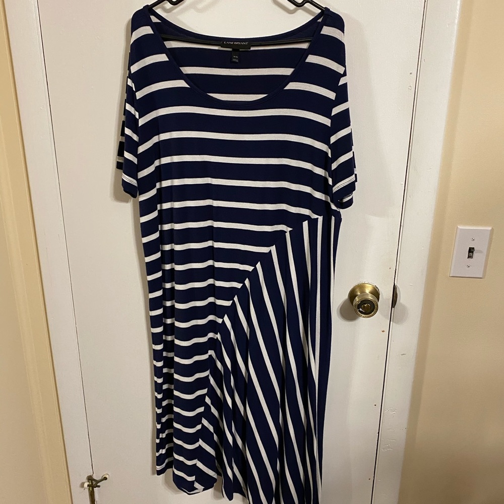 Navy and white Lane Bryant dress.